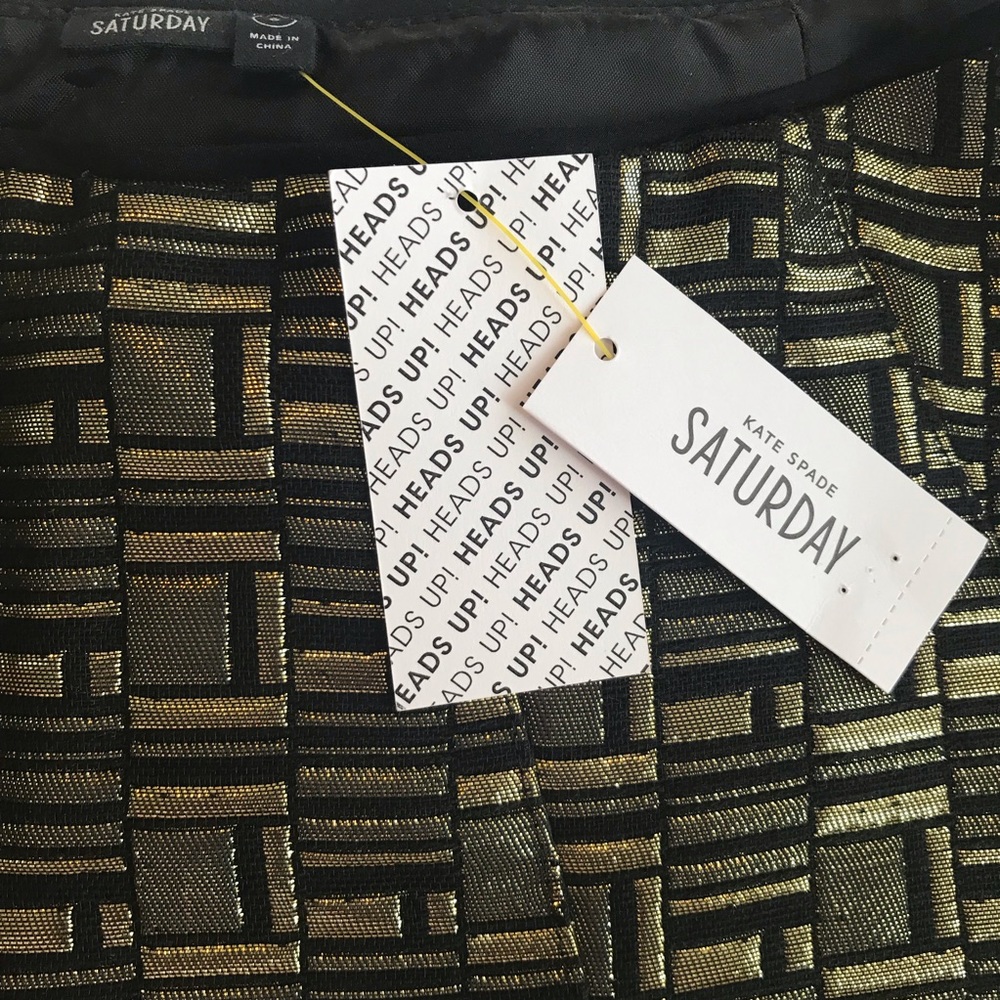 Kate Spade Gold Jacquard Fluted Hem Mini Skirt - New With Tags NWT HP - Picture 8 of 8